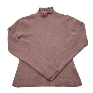 Rebecca Taylor Ruffle Mock Neck Sweater, Size Large